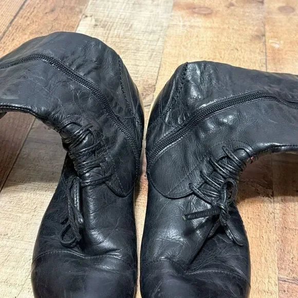Vintage Prophecy Heeled Leather Boots Goth Steampunk Victorian black